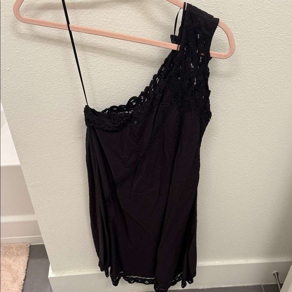 Free People Black Lace-Trimmed Dress